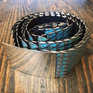 Vintage Fish Scale Link Belt in Silver / Turquoise